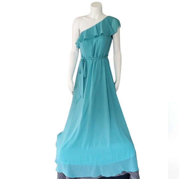 LEVKOFF Aqua Blue One Shoulder Floor-Length Bridesmaid/Prom Dress. Size … - Picture 2 of 14